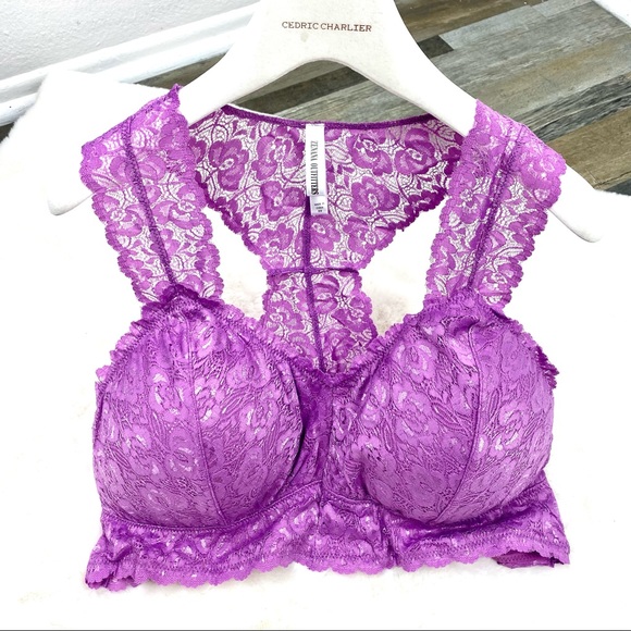 Plus Mauve Stretch Lace Hourglass Back Bralette - Picture 2 of 12